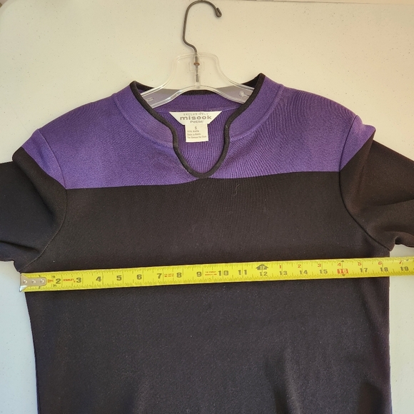 Exclusively Misook Sweater Womens Small Black Purple V-Neck Long Sleeve Knit - Picture 9 of 10